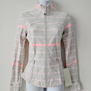 NWT LULULEMON PSHD/BRLY Pink Multi Stripe Cottony Soft Forme Jacket 4
